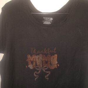 Time and Tru Black Thankful T-Shirt